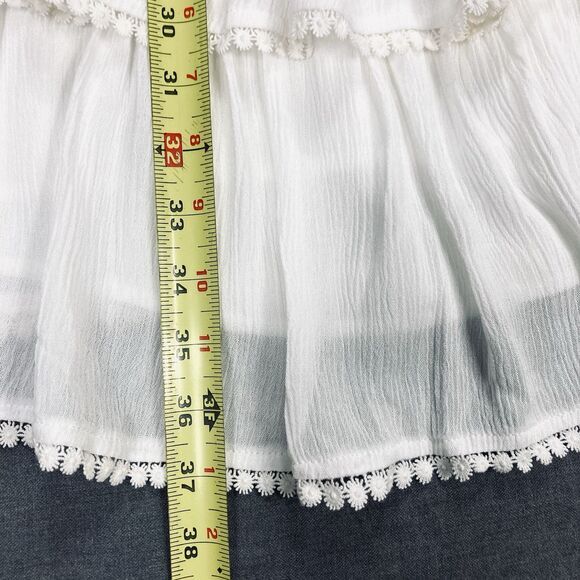 Peach Love Sundress Women L White Floral Embroidered Spaghetti Strap Summer Boho - Picture 11 of 13